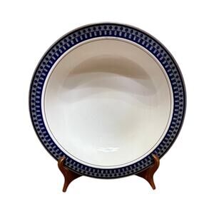 Mikasa Potters Touch Ironstone CB009 Aztec Blue 8.25" Soup Bowl-Excellent!
